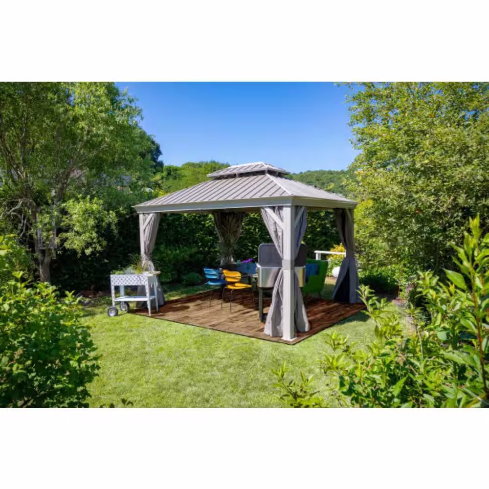 Sojag Monaco/Messina/Mykonos 12 ft. x 12 ft. Spun Polyester Curtains in Taupe