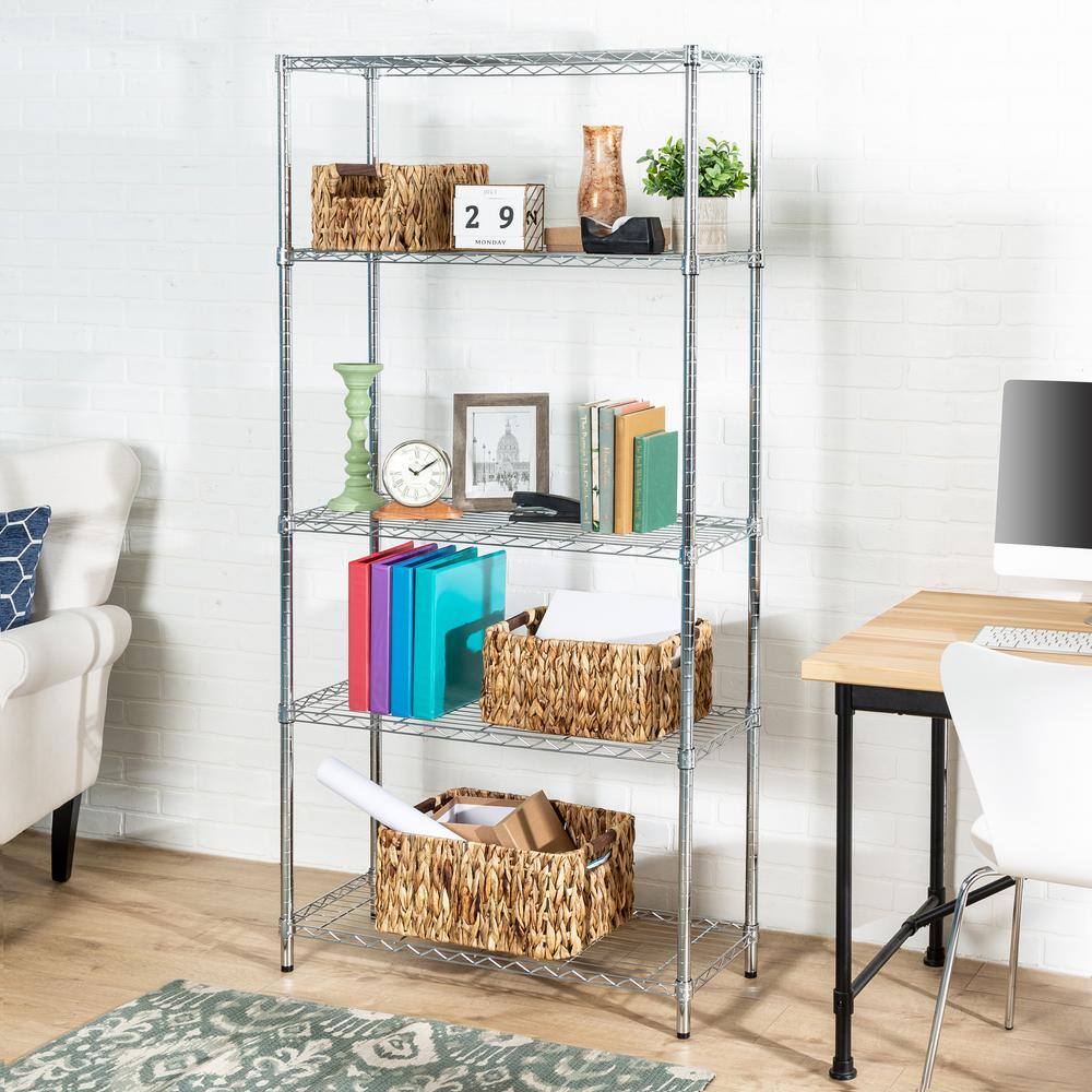 None Chrome 5-Tier Heavy Duty Metal Wire Shelving Unit (36 in. W x 72 in. H x 14 in. D)