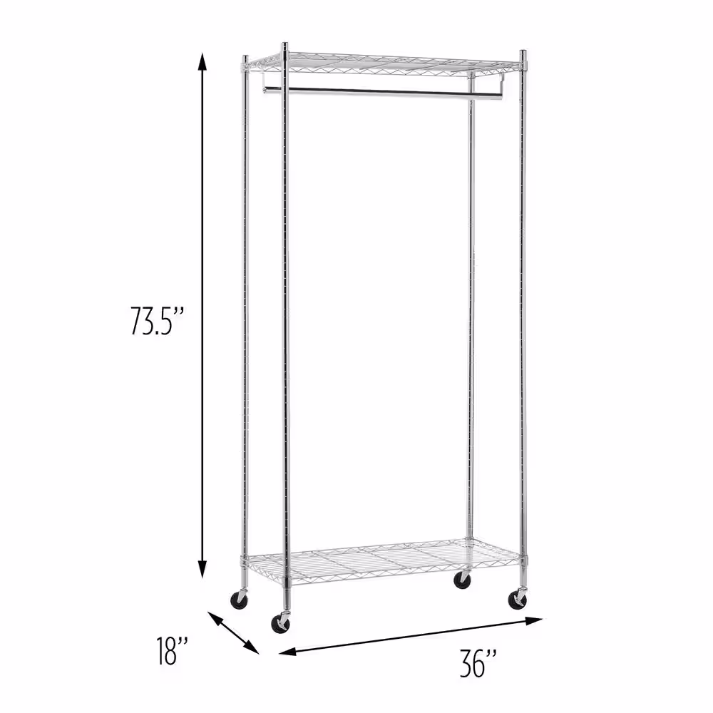 Honey-Can-Do Chrome Steel Clothes Rack 35.83 in. W x 76.77 in. H