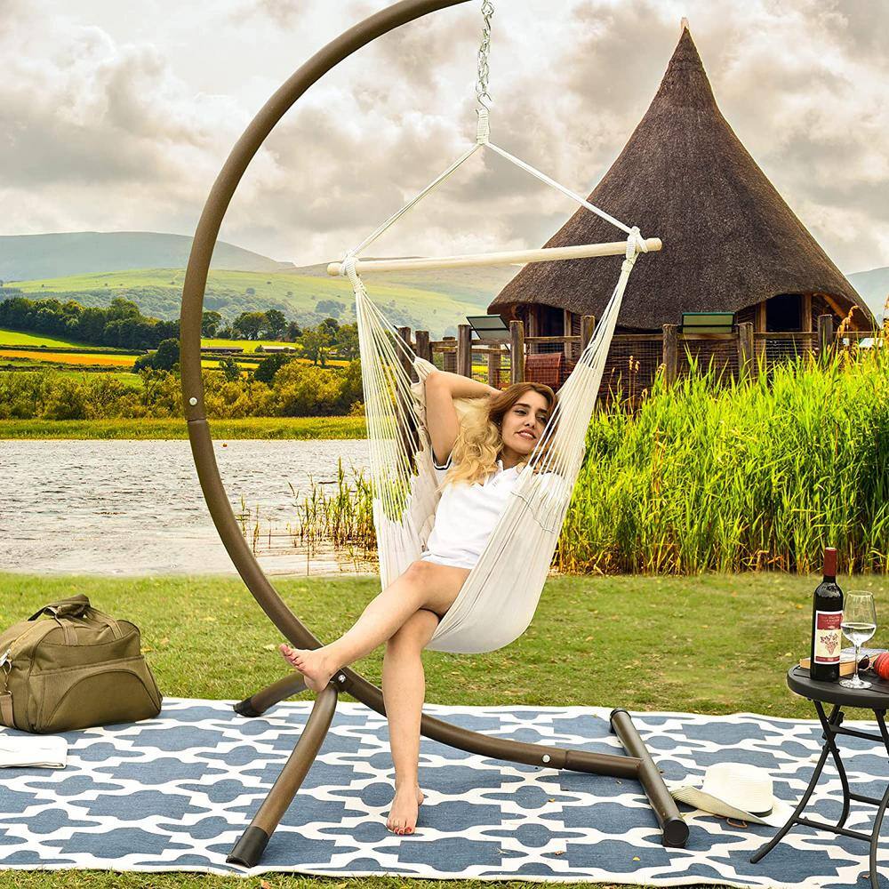 None 3.2 ft. Hammocks Hanging Rope Hammock Chair with 2 Seat Cushions and Carrying Bag