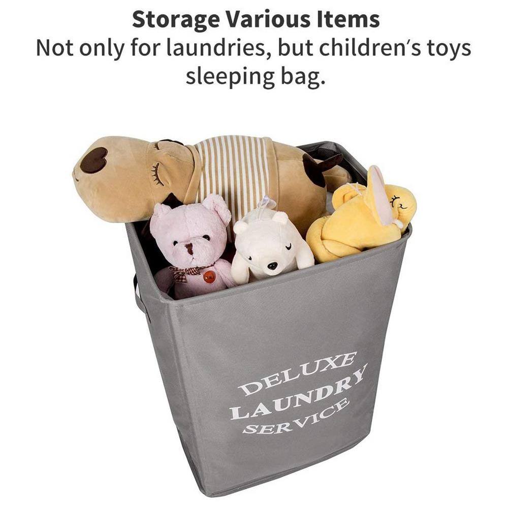 None 90L Fabric Laundry Basket Hamper with Wheels Light Gray