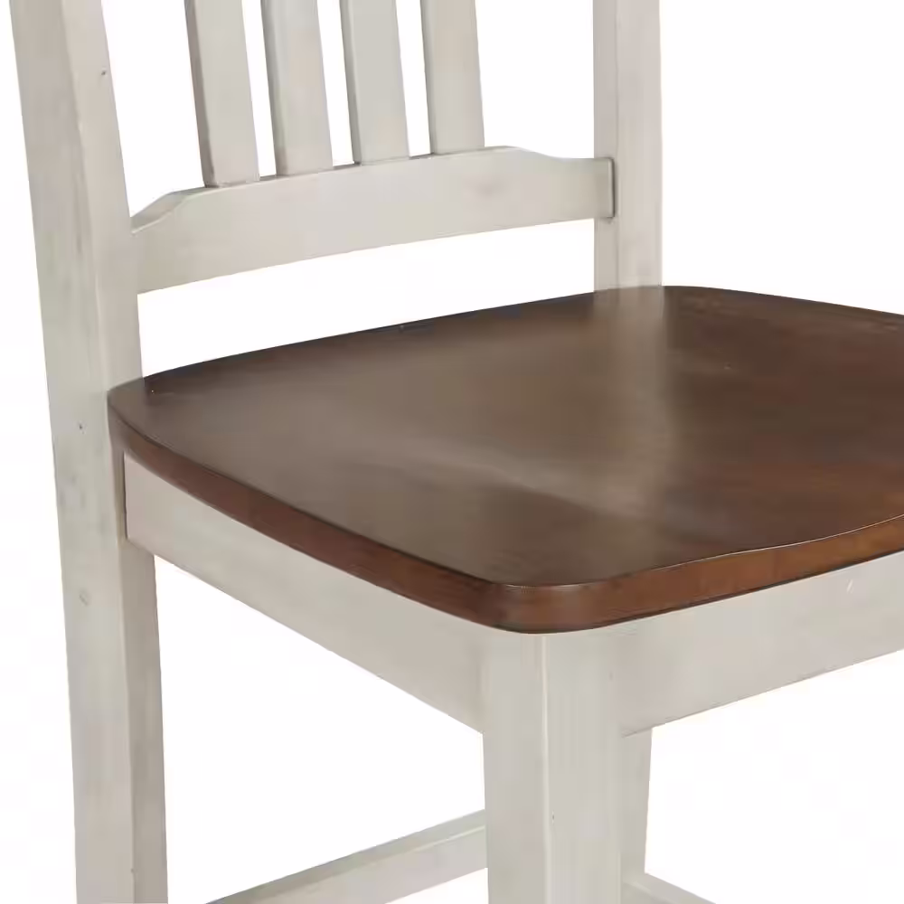 OSP Home Furnishings Berkley 5-Piece Set Table Chairs in Antique White with Wood Stain