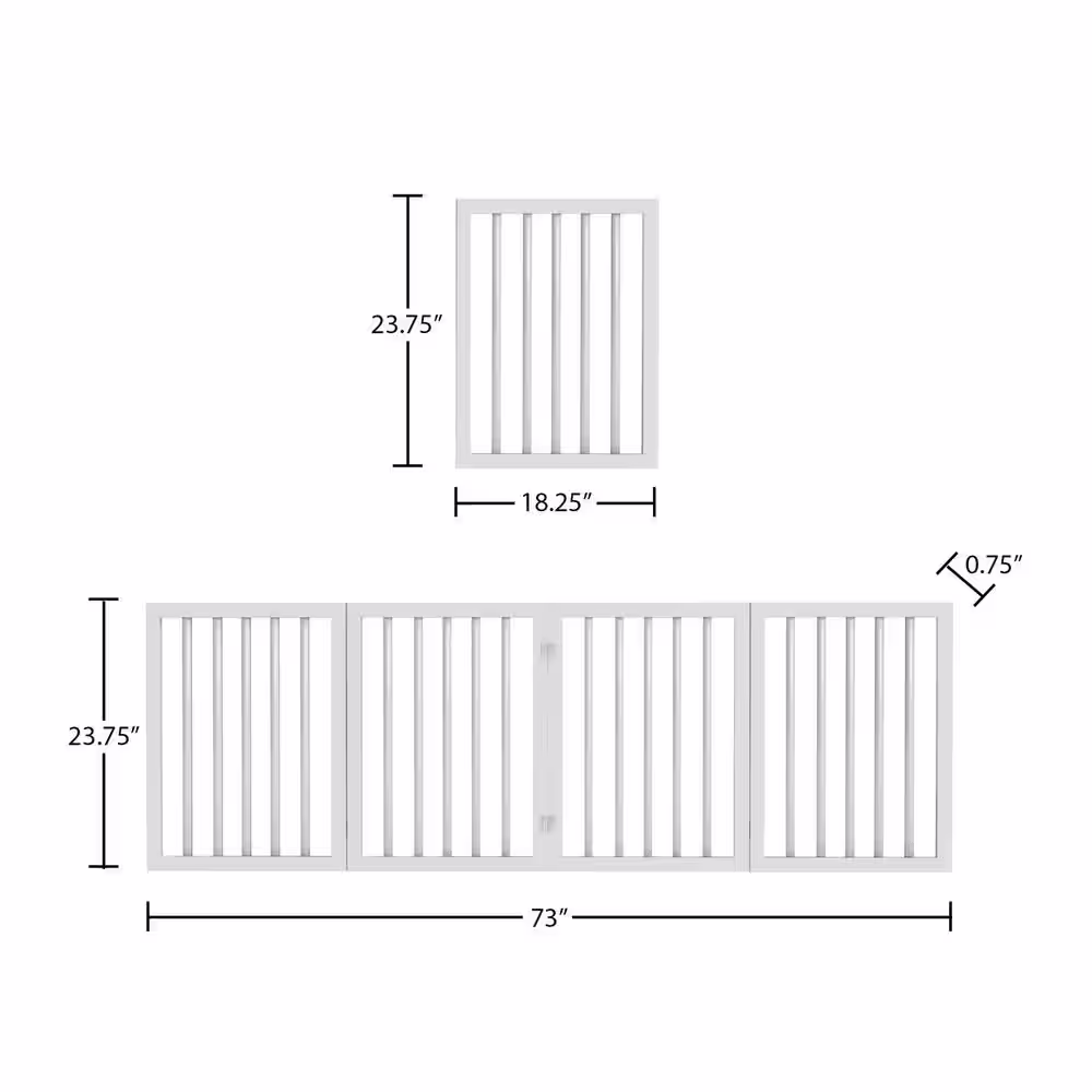 Petmaker 4-Panel Wooden Freestanding Folding Pet Gate in White