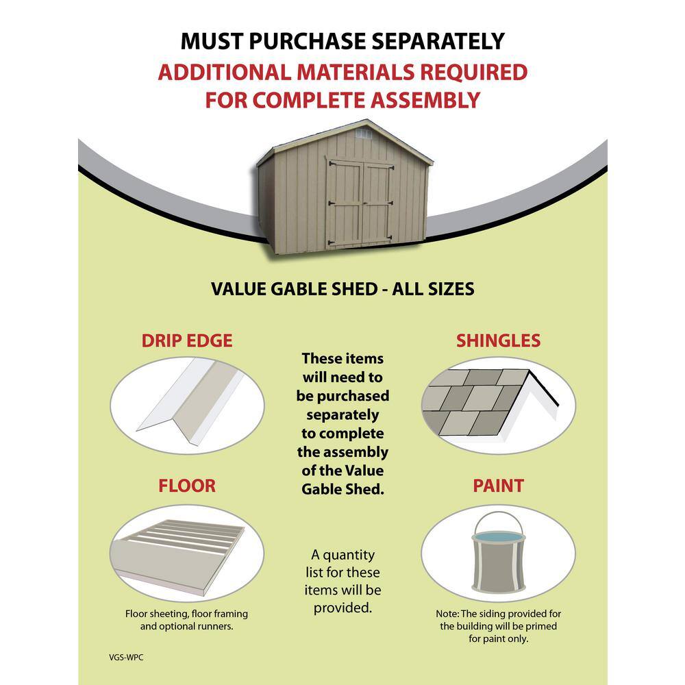 LITTLE COTTAGE CO. Value Gable 12 ft. x 18 ft. Wood Shed Precut Kit