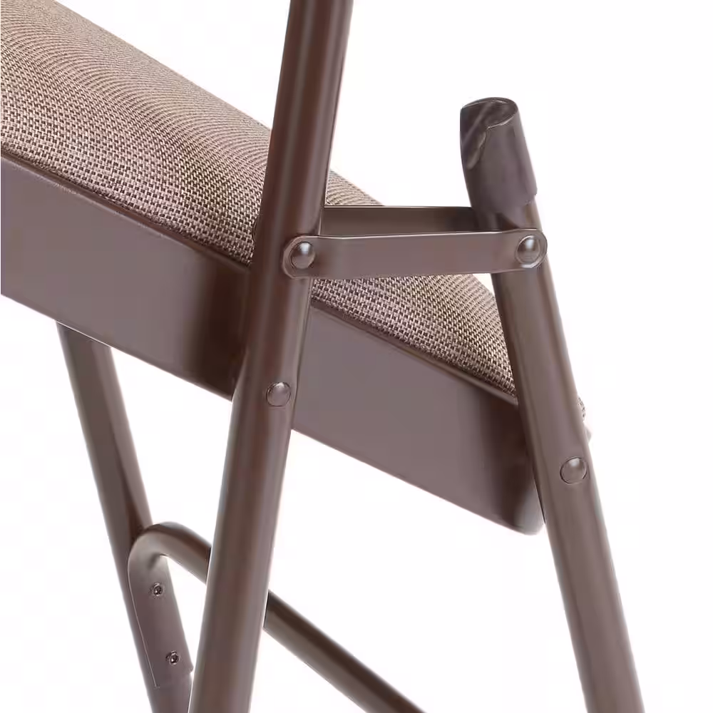 National Public Seating Brown Fabric Padded Seat Stackable Folding Chair (Set of 4)