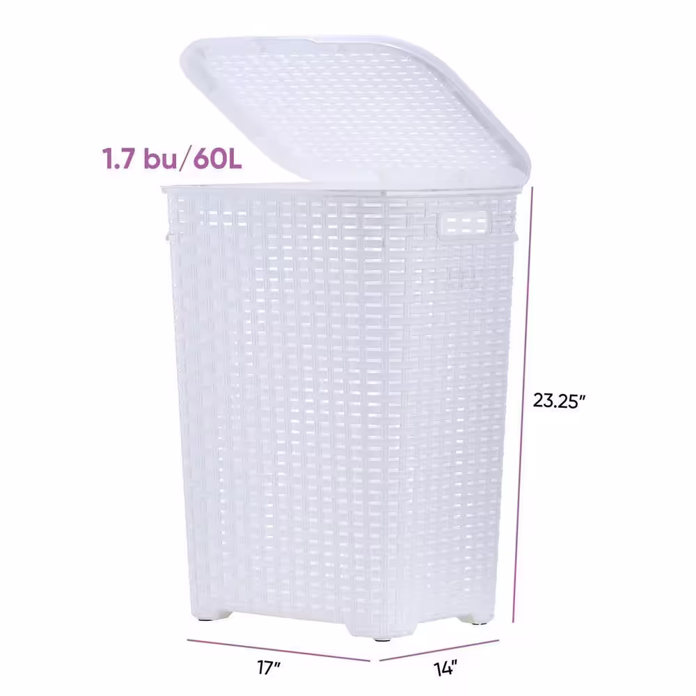 None 60 l Wicker Hamper, White