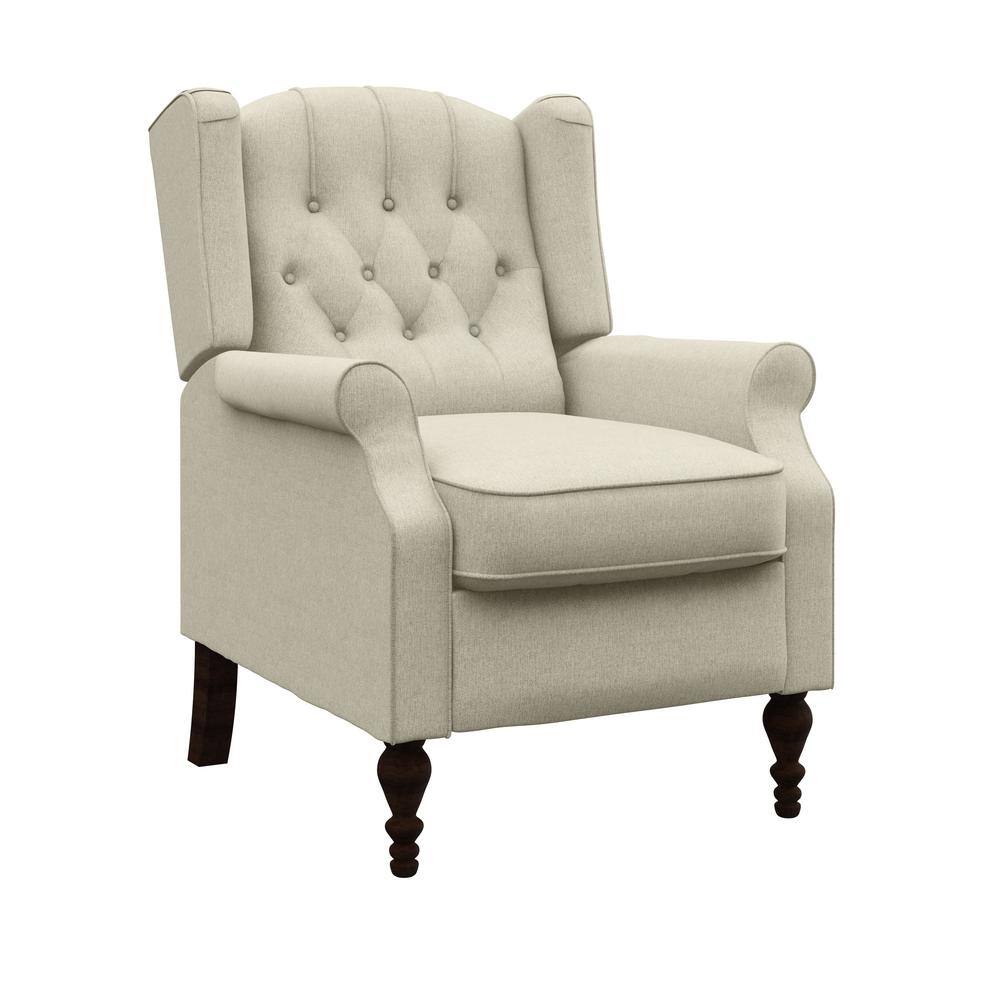 StyleWell Waybrook Biscuit Beige Upholstered Tufted Wingback Pushback Recliner