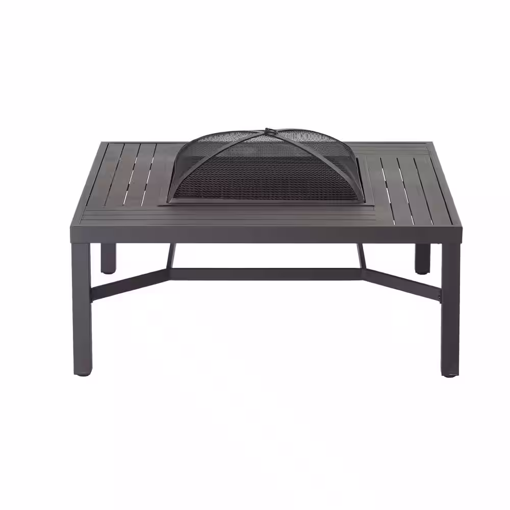 Hampton Bay 43.50 in. Aluminum Fire Pit Table in Black