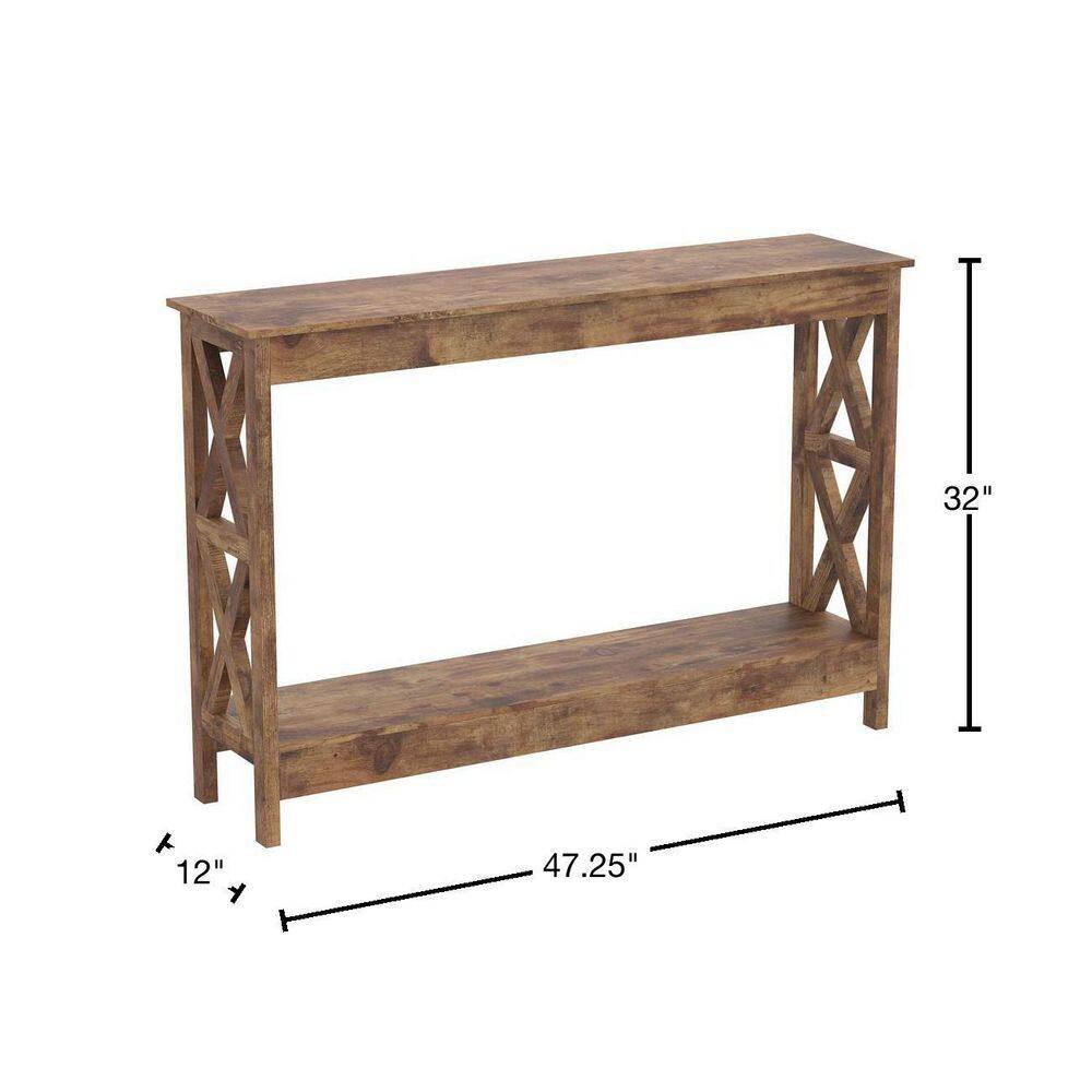 None Safdie and Co. 47.25 in. Rectangle Reclaimed Wood Console Table with Shelves