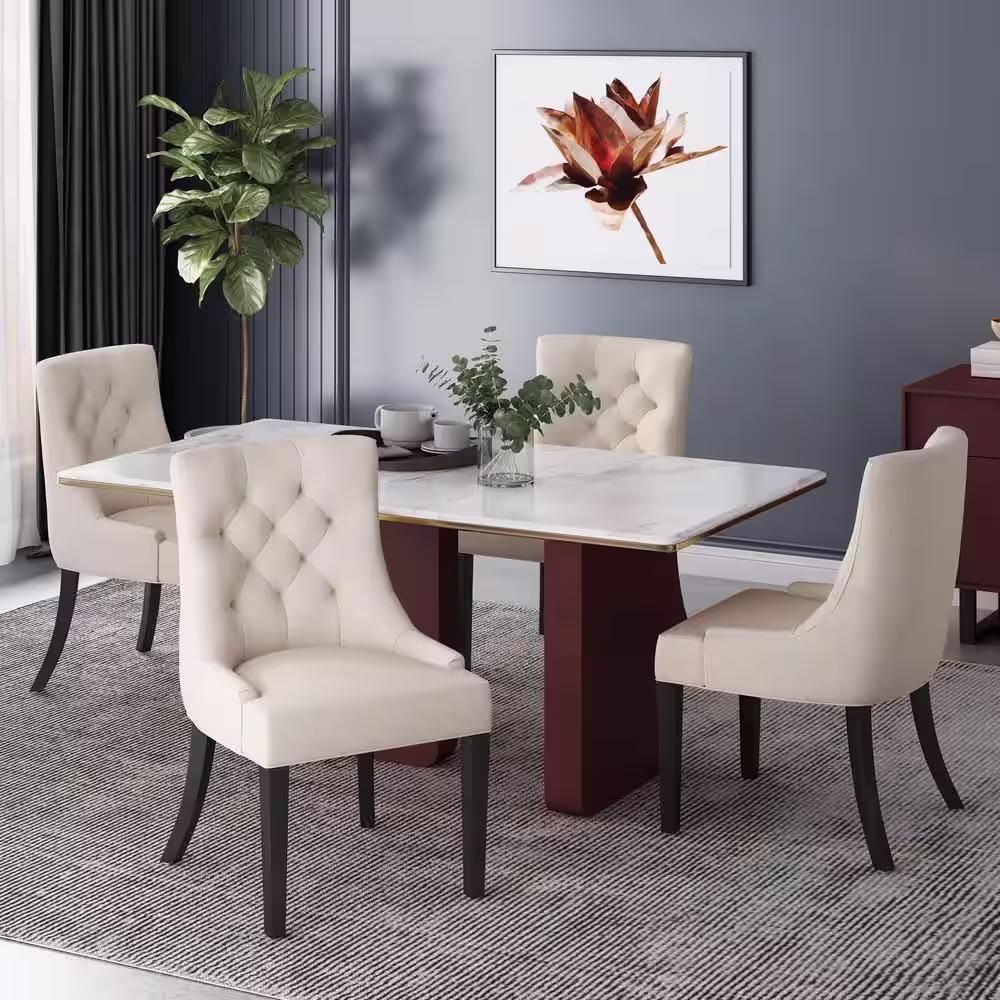 Noble House Hayden Beige Upholstered Dining Chairs (Set of 4)