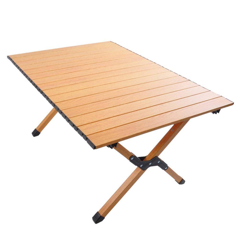 None 23.60 in. W Rollable Aluminum Alloy Table Top Portable Picnic Table With Folding Solid X-Shaped Frame and Handbag