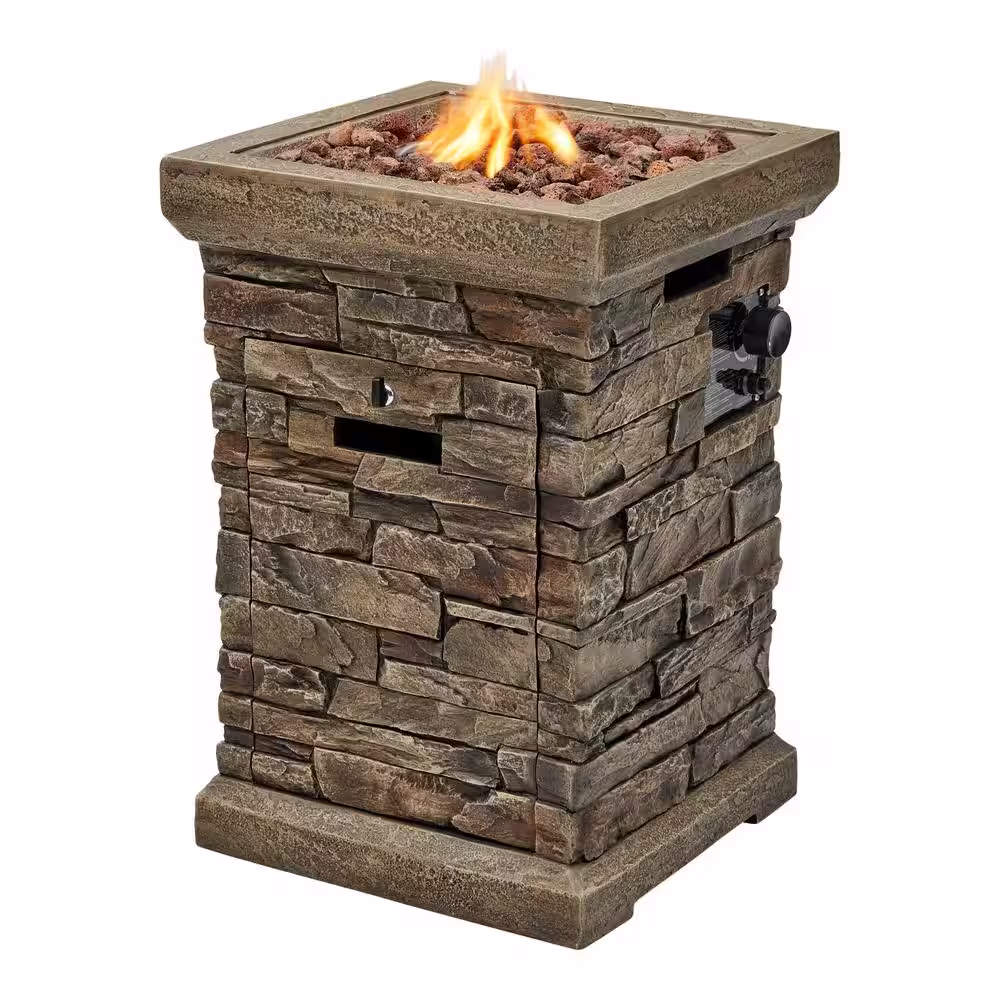 Hampton Bay 19 in. W x 29 in. H Square Stacked Stone Fire Column