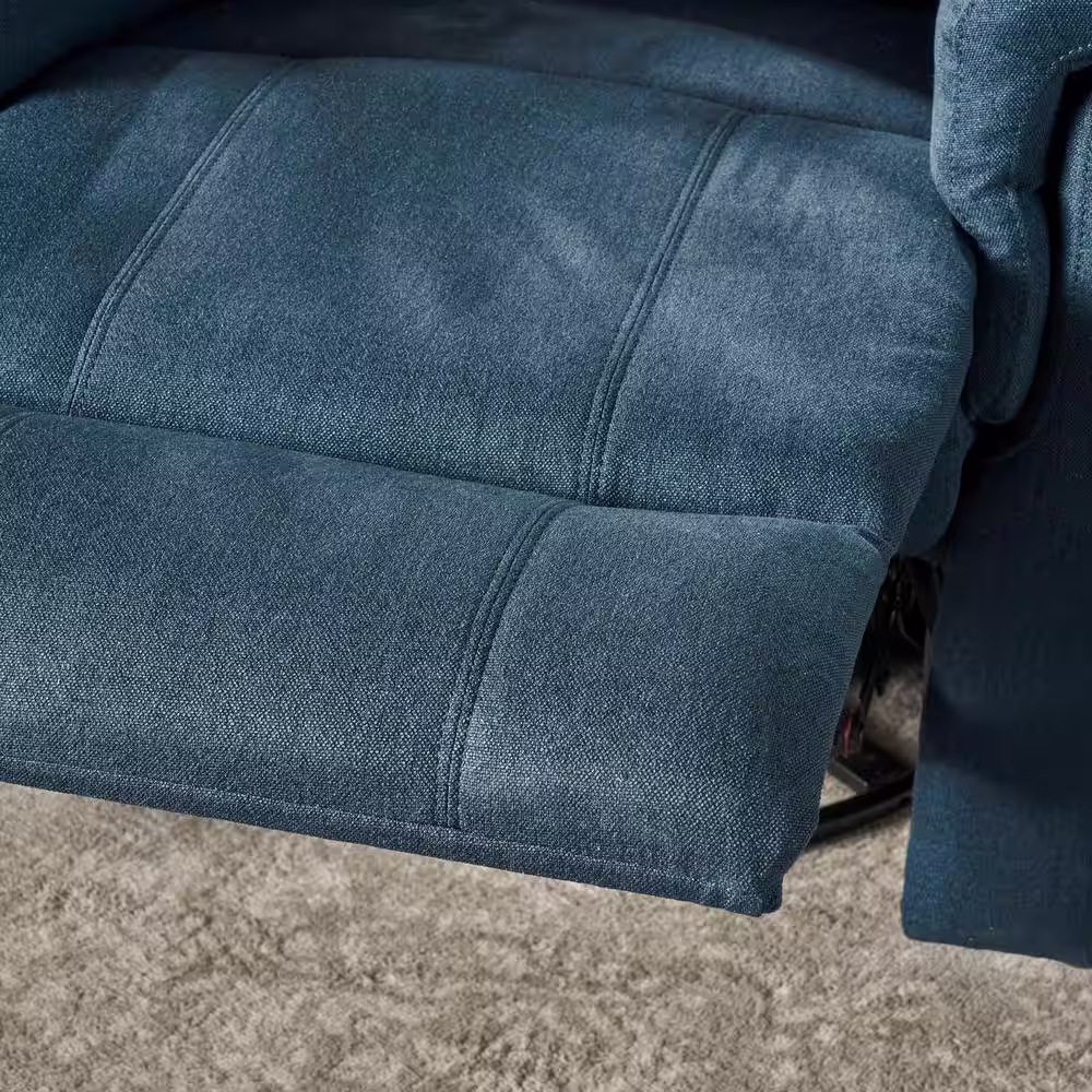 None Jennette Navy Blue Tufted Recliner