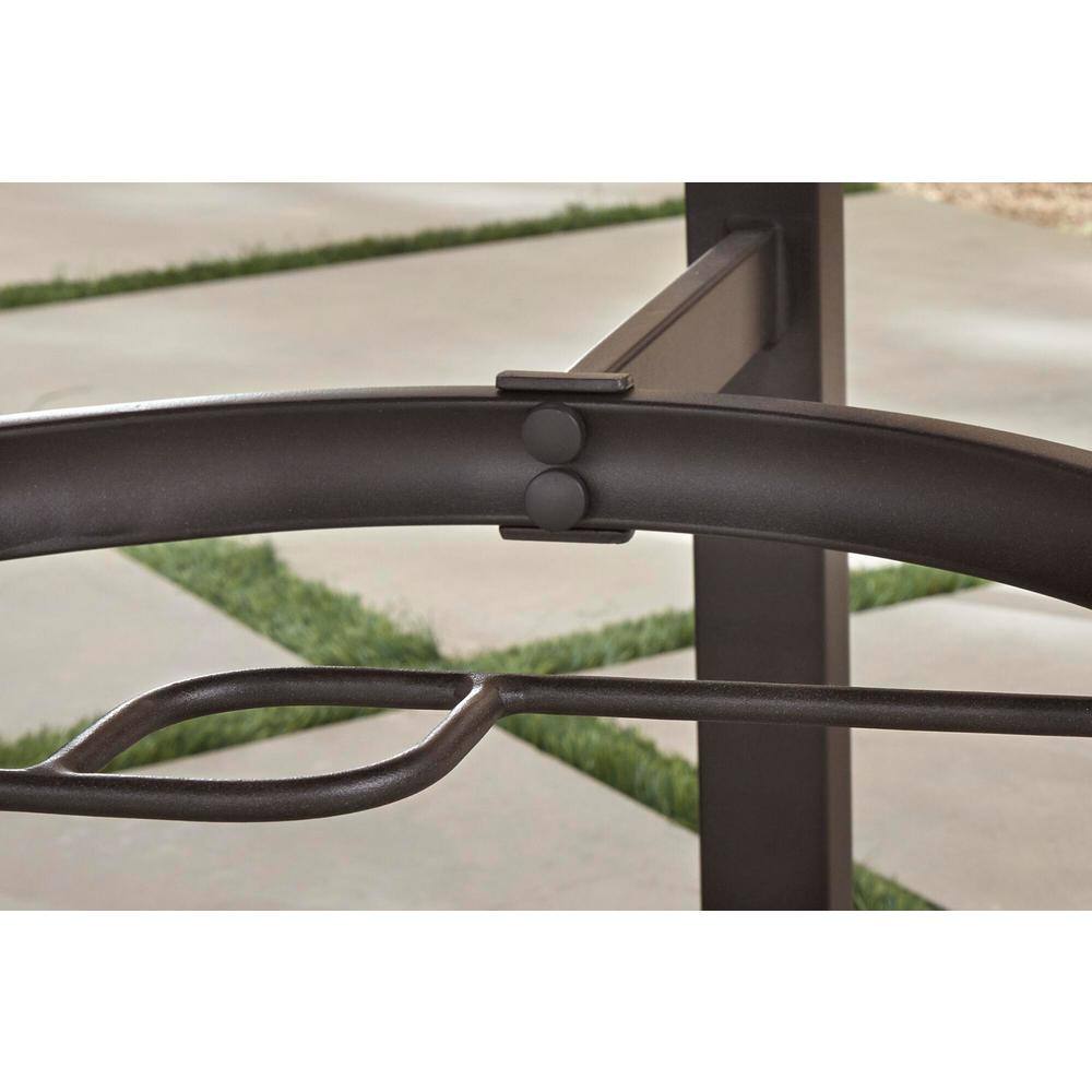 Hampton Bay Harper Creek 5-Piece Brown Steel Outdoor Patio Dining Set with CushionGuard Quarry Red Cushions