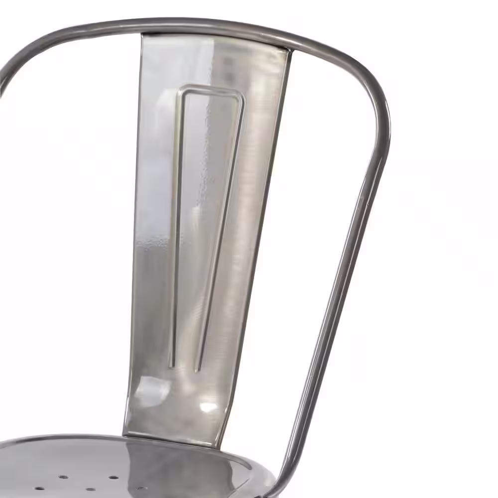 None Kricox Silver Metal Tolix Style Stackable Side Chairs (Set of 2)