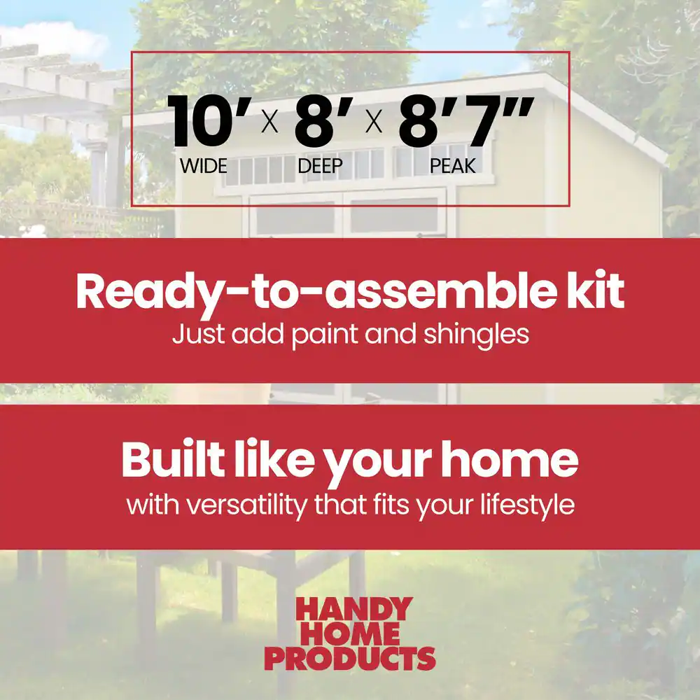Handy Home Products Do-it Yourself Olympia 10 ft. x 7.5 ft. Modern Lean-To Multi-Purpose Outdoor Wood Shed with Transom Windows (75 sq. ft.)