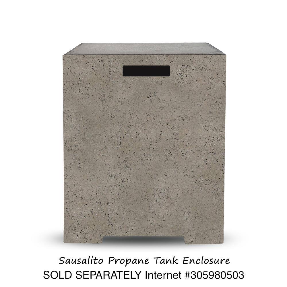 Natco Sonoma 39 in. x 18 in. Round Cement Propane Gas Fire Pit Kit Bowl in Pewter with 54 lbs. Bag of 0.75 in. Black Lava Rock