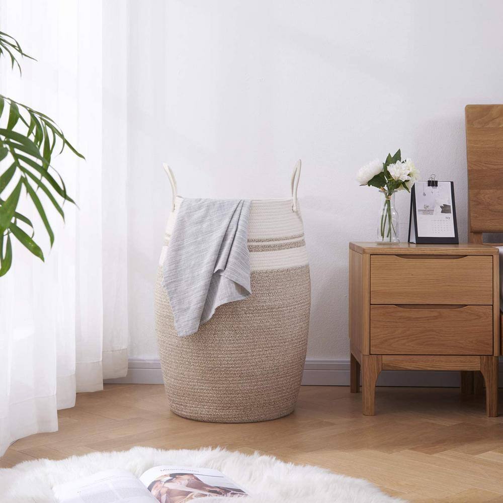 None 105L Polypropylene Laundry Basket Hamper Brown