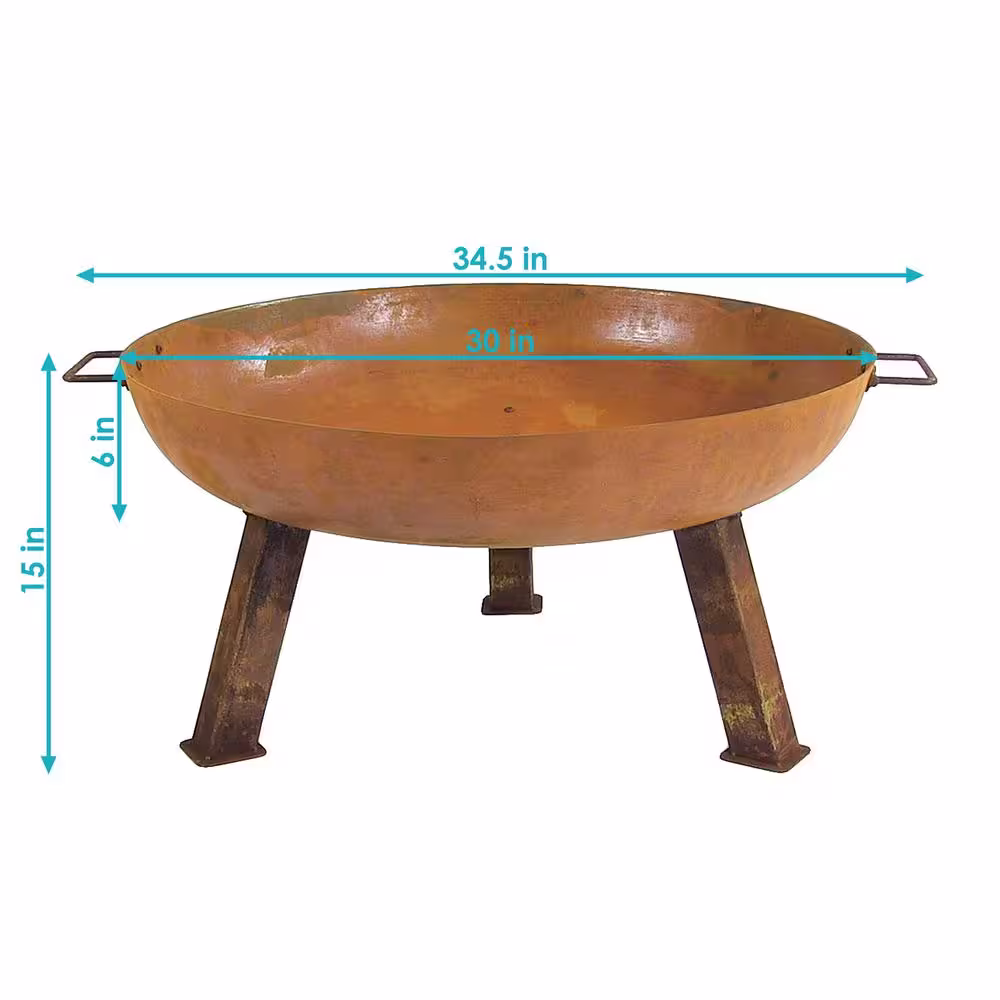 Sunnydaze Decor Rustic 30 in. W x 15 in. H Round Cast Iron Wood-Burning Fire Pit Bowl