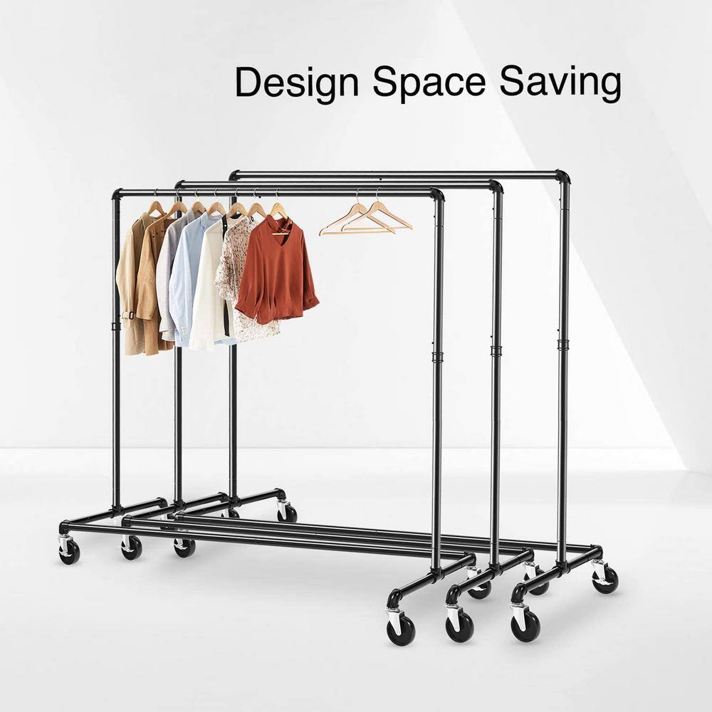 None Black Metal Garment Clothes Rack 59 in. W x 63 in. H