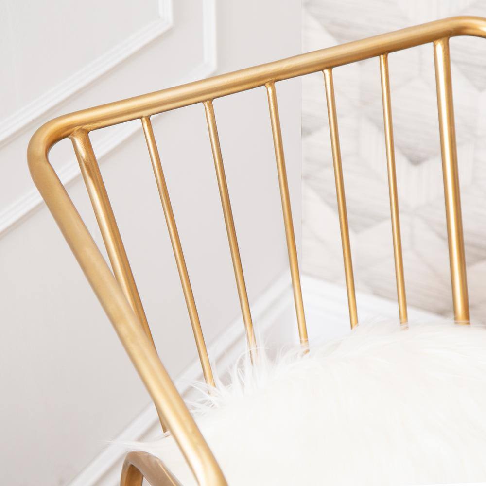 DEVON & CLAIRE Lucky Gold And Faux Fur Dining Chair