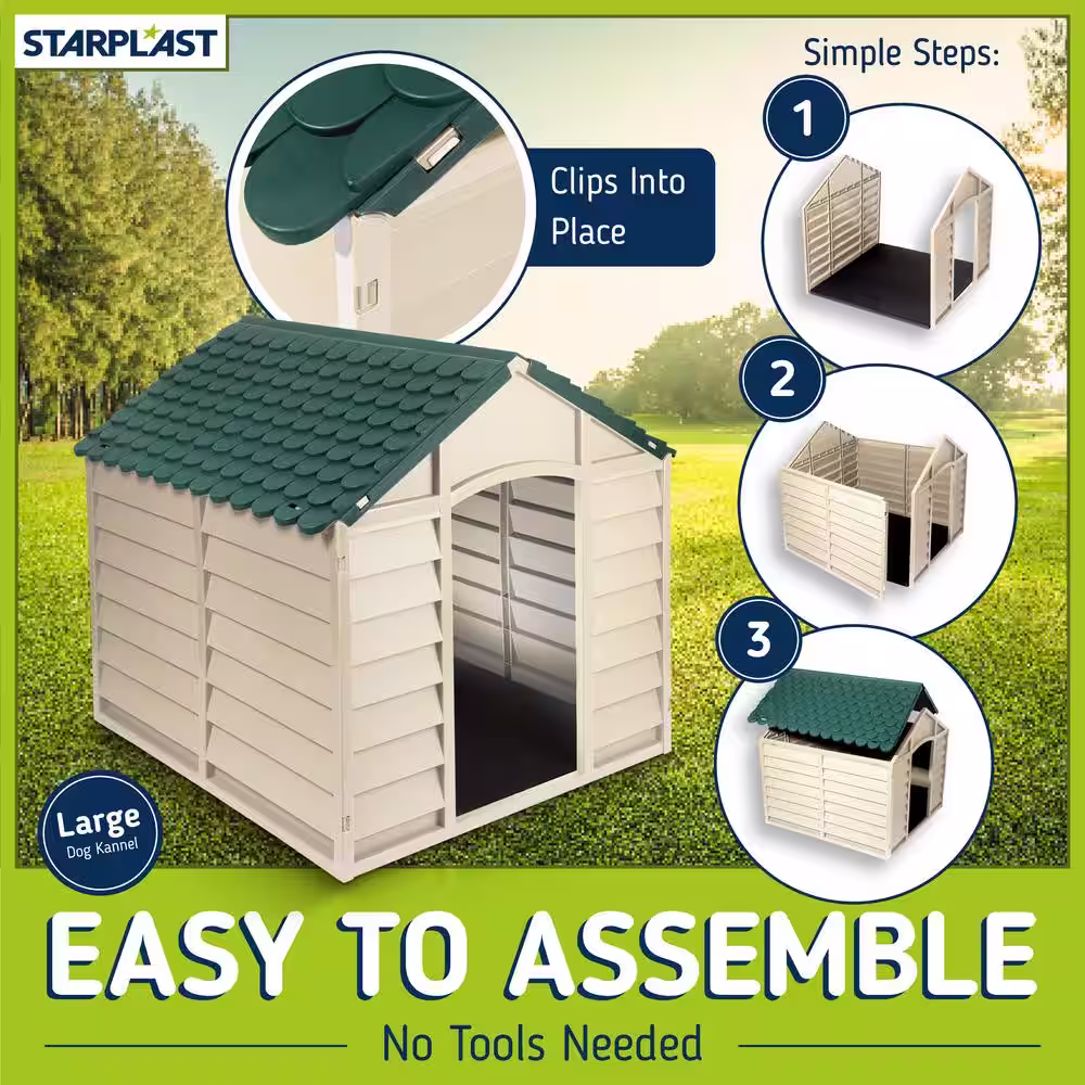 Starplast Dog Kennel Beige and Green-Large
