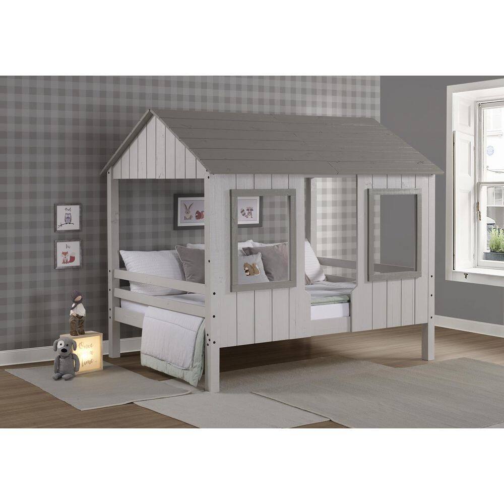 Donco Kids Grey Two Tone Full House Low Loft Bed