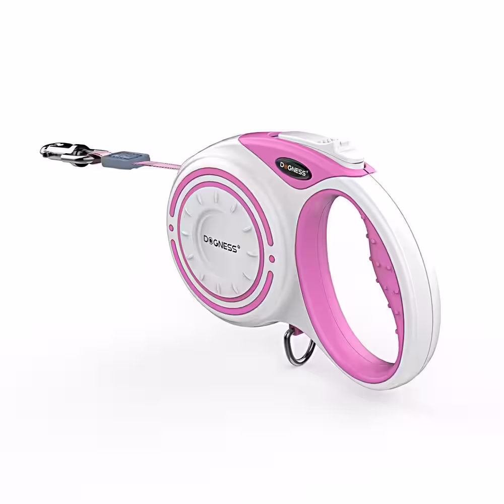 Dogness Smart Retractable Leash set Pink - M 4M 13' ft.