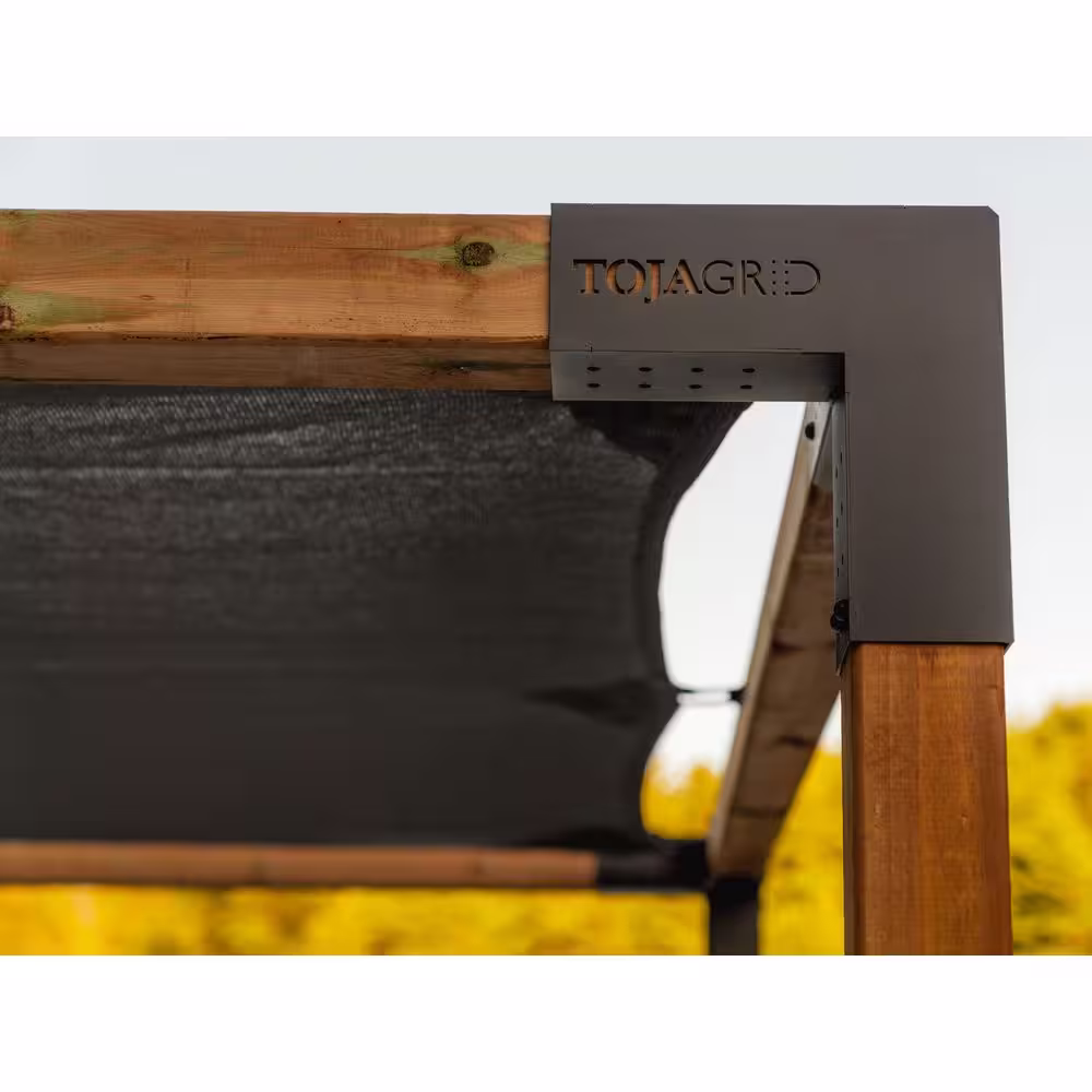 TOJA GRID 12 ft. L x 12 ft. W Pergola Kit with Crimson Shade Sail, 4x4 Wood