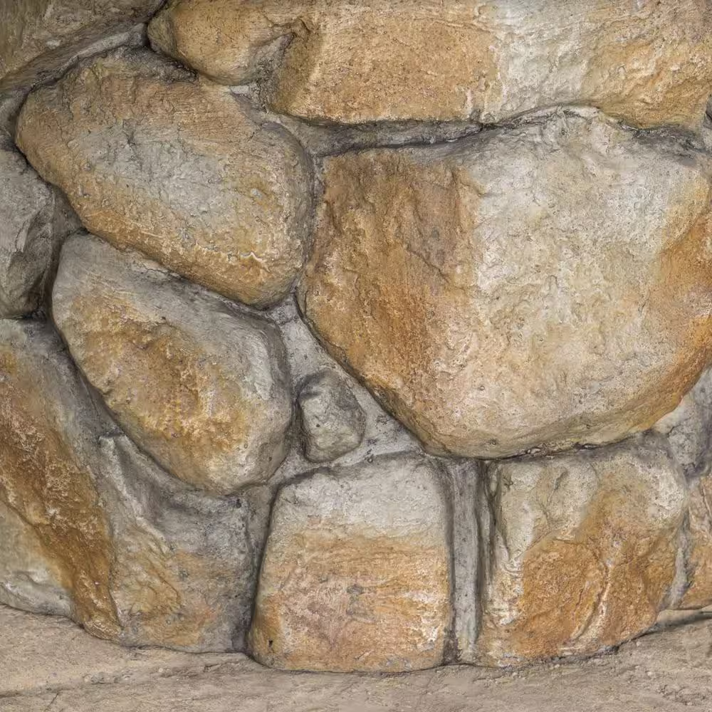 Noble House Samson 34 in. x 21 in. Round Cement Wood Burning Fire Pit in Natural