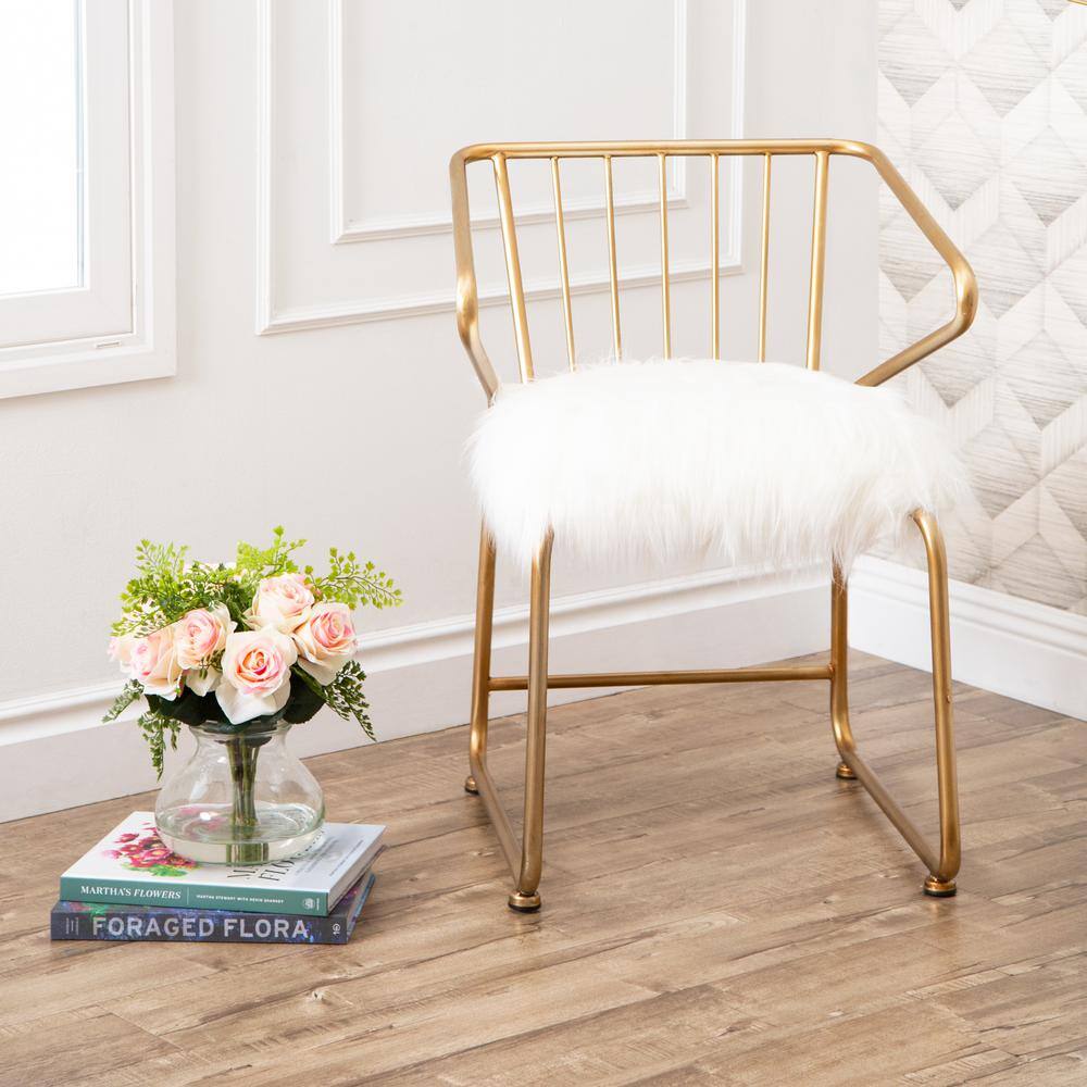 DEVON & CLAIRE Lucky Gold And Faux Fur Dining Chair