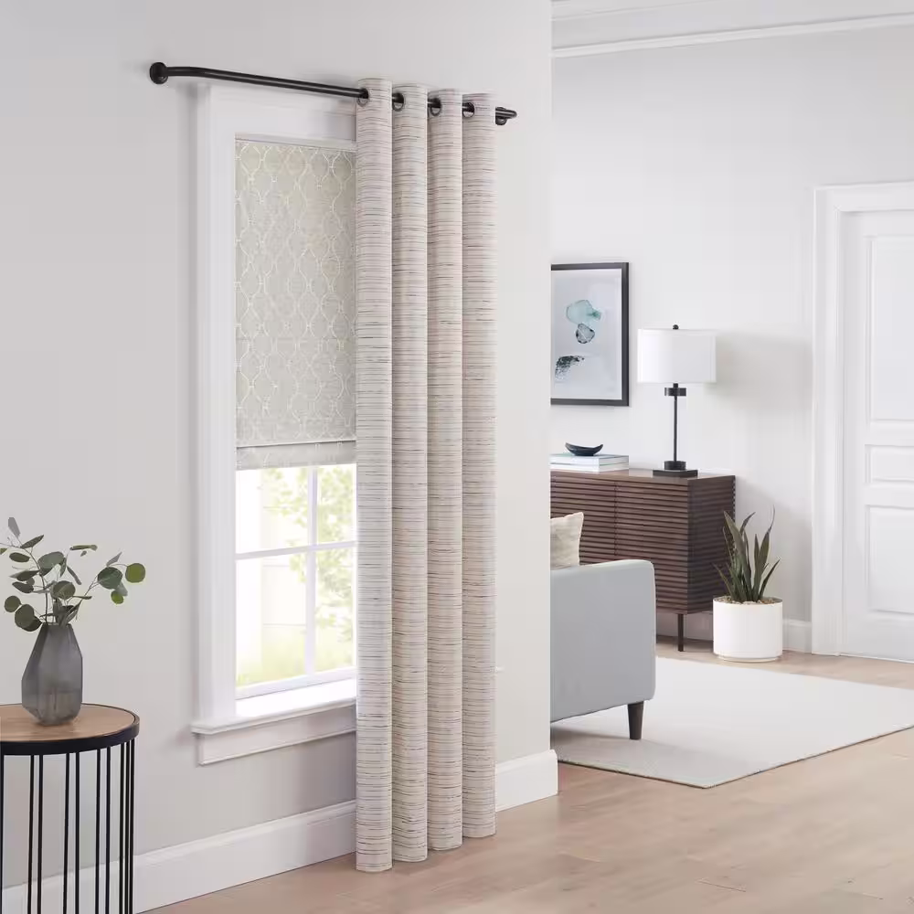 Eclipse Barnes 28 in. - 48 in. Adjustable Blackout Wrap Curtain Rod 1 in. in Matte Black