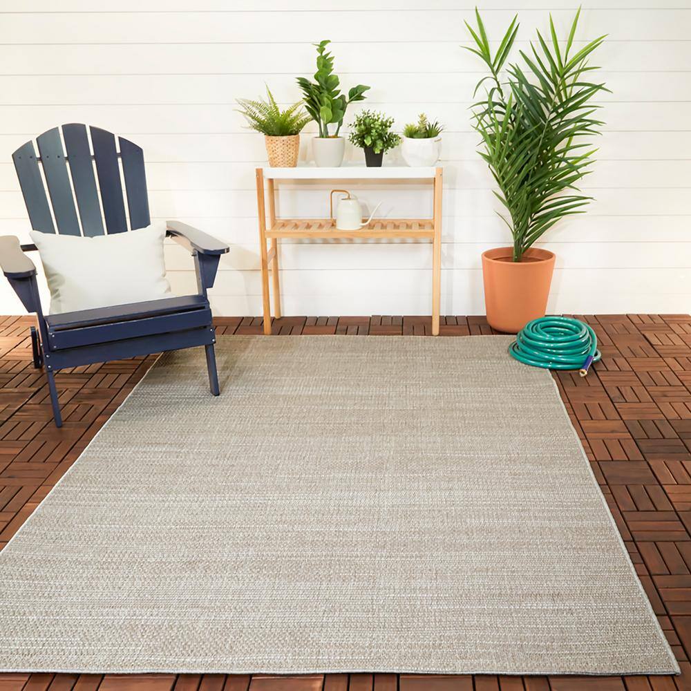 Hampton Bay Woven Rope Cream 5 ft. x 7 ft. Indoor/Outdoor Patio Area Rug
