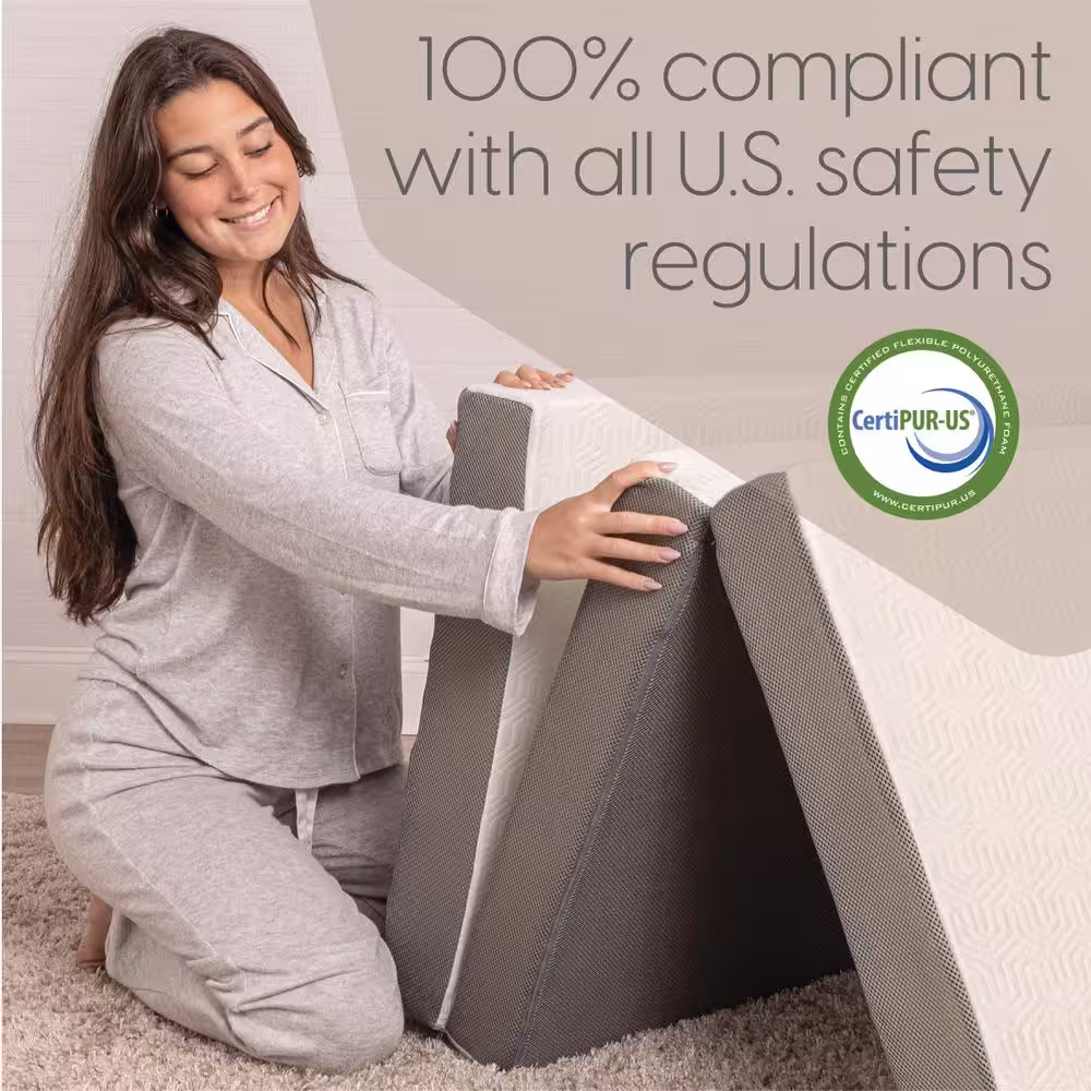 None Tri Fold 4 in. Queen Foam Firm Folding Mattress