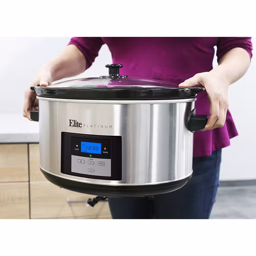 None Platinum 8.5 Qt. Stainless Steel Slow Cooker with Digital Display