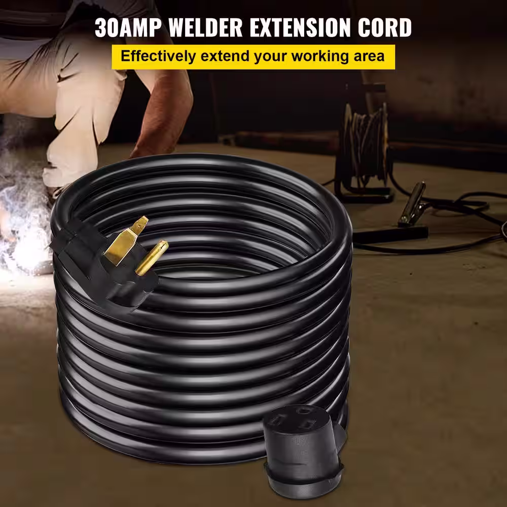 VEVOR Extension Cord 25 ft. 10 Wire Gauge Heavy-Duty Outdoor Welder Extension Cord with 3 Prong 30 Amp Power Extension