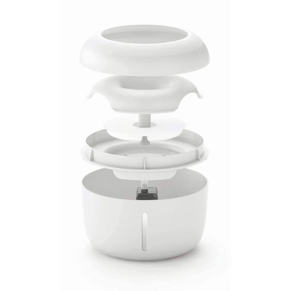 PET LIFE 84.6 oz. Moda-Pure' Ultra-Quiet Filtered Dog and Cat Fountain Waterer in White