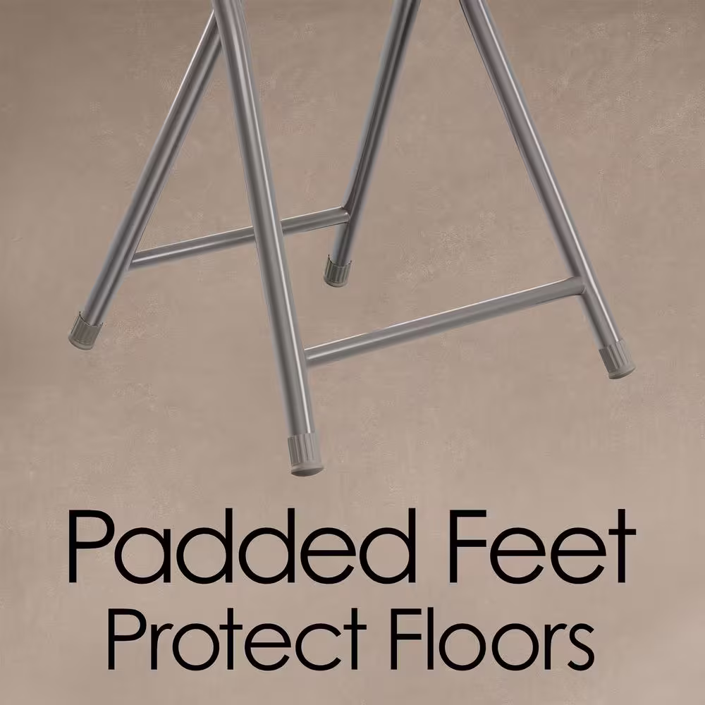 Trademark Home 18 in. White Round Metal Heavy-Duty Padded Folding Bar Stool