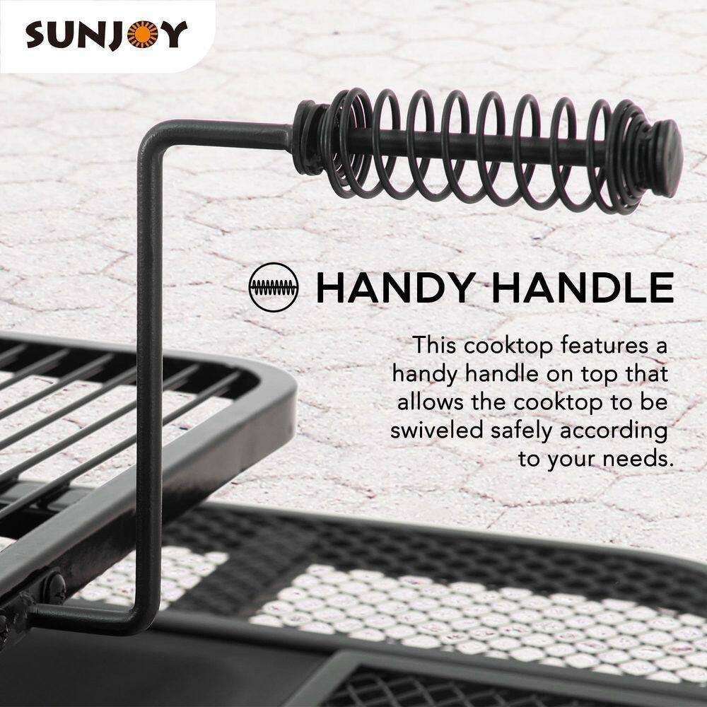 Sunjoy Darius 38 in. Square Firepit with Adjustable Cooktop Grill