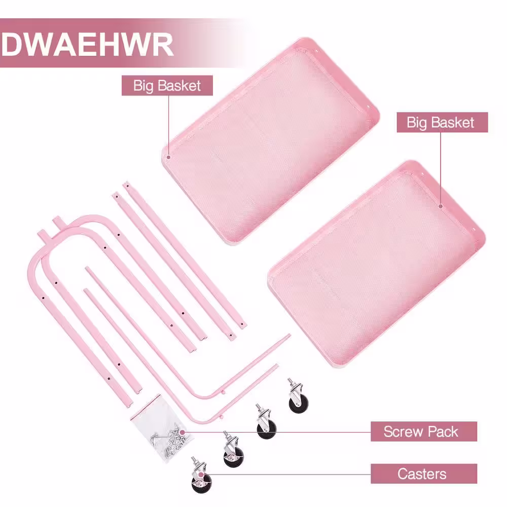 None Pink Metal Garment Clothes Rack 20.6 in. W x 60.2 in. H