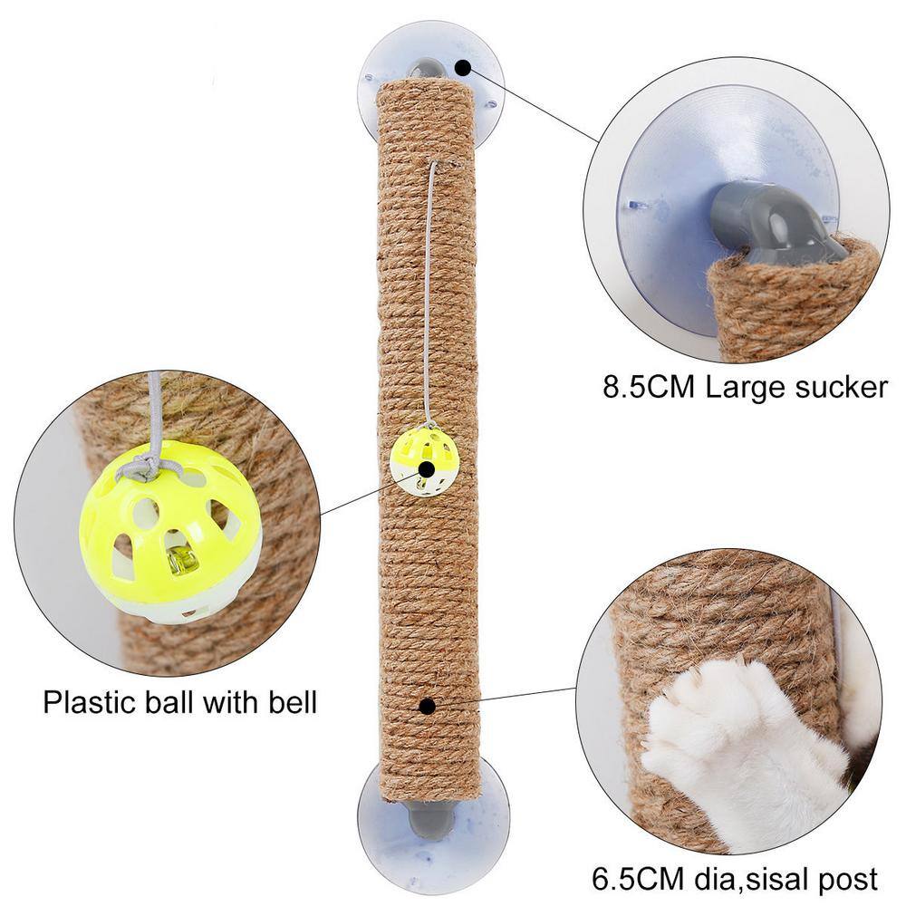Pet Life Stick N' Claw' Sisal Rope and Toy Suction Cup Stick Shaped Cat Scratcher