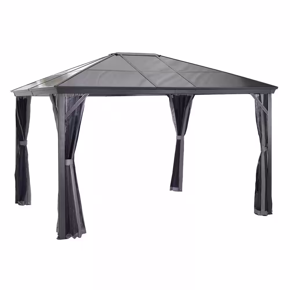 Sojag Verona 10 ft. x 12 ft. Charcoal Rustproof Aluminum Framed Gazebo