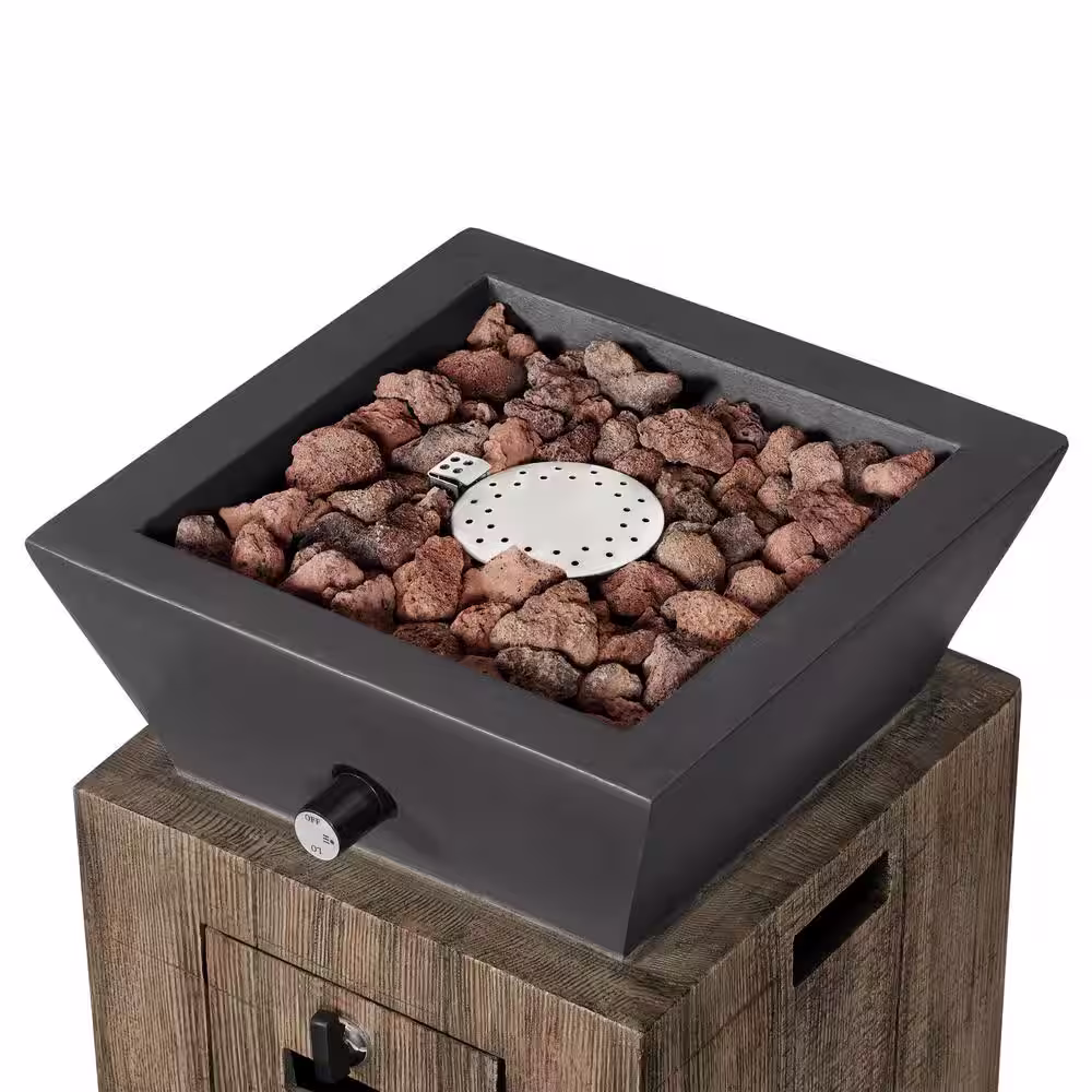 Hampton Bay 29 in. W x 11.8 in. H Square Faux Wood Finish Fire Column