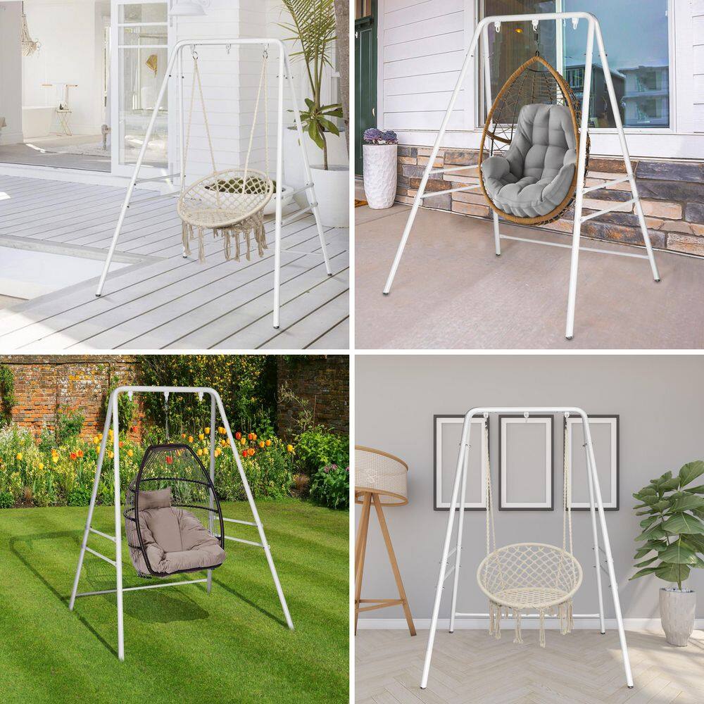 None 52 in. W Ã 54 in. D Ã 70.9 in. H Iron Hammock Stand in White