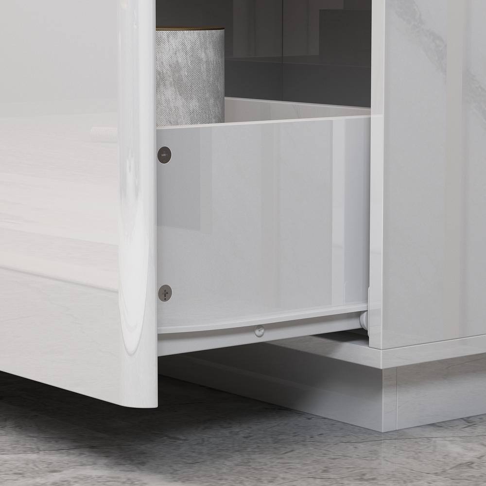 FUFU&GAGA 70.8 in. W x 14.5 in. D x17.3 in. H, White Smooth Finished Wooden Table up to 75 in. with 4-Drawers and 1 Shelf