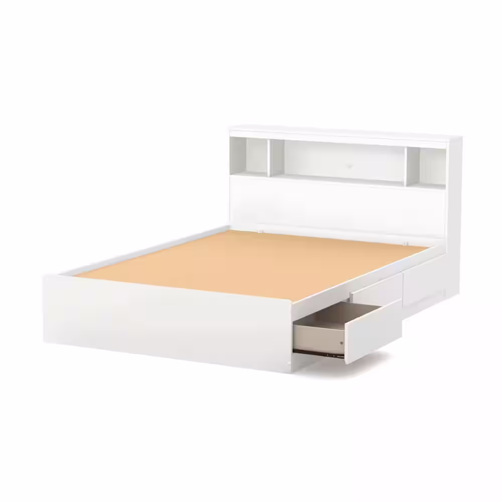 South Shore Reevo Full Mattress Bed With Bookcase Headboard 54 in.