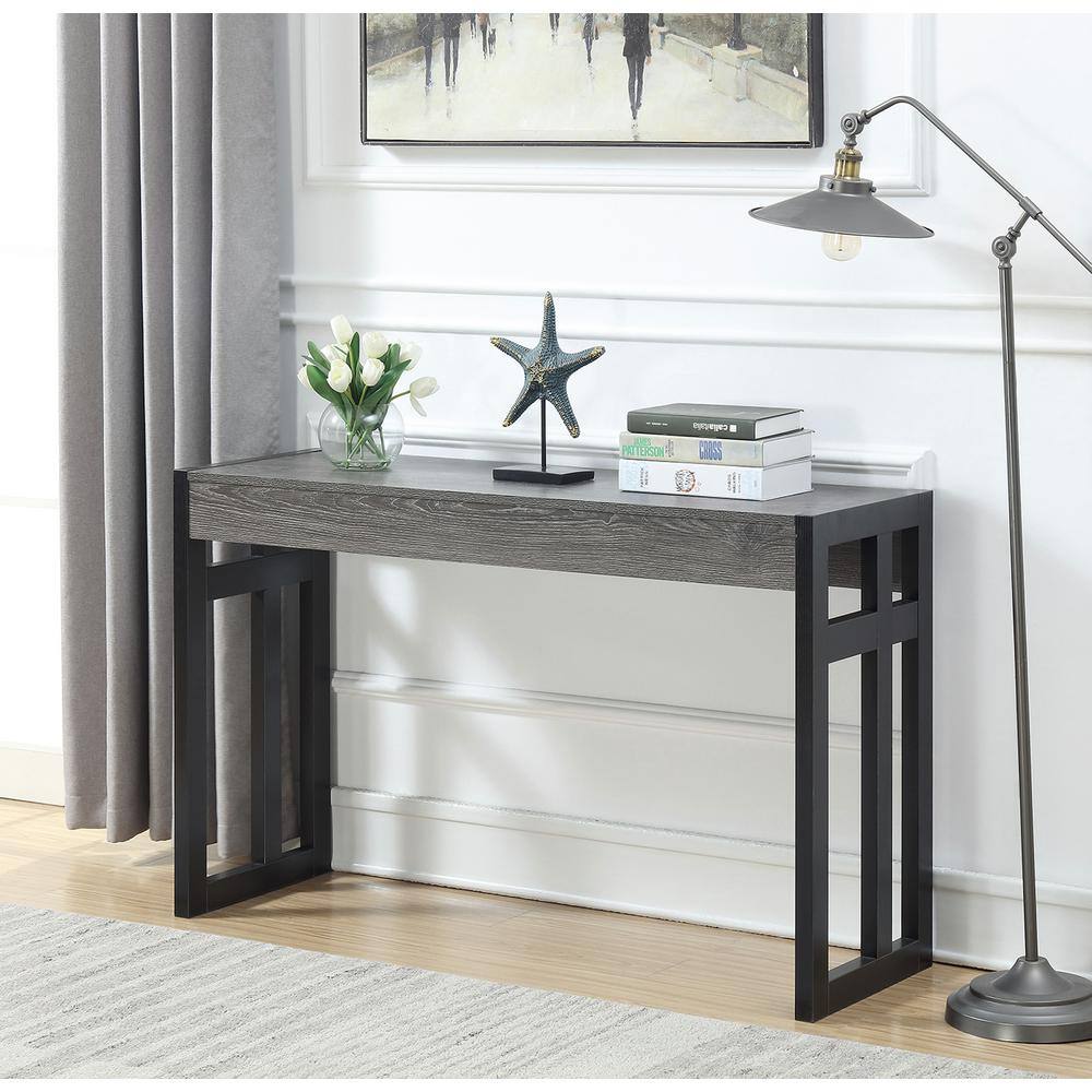 Convenience Concepts Monterey 50 in. Weathered Gray/Black Standard Rectangle Wood Console Table
