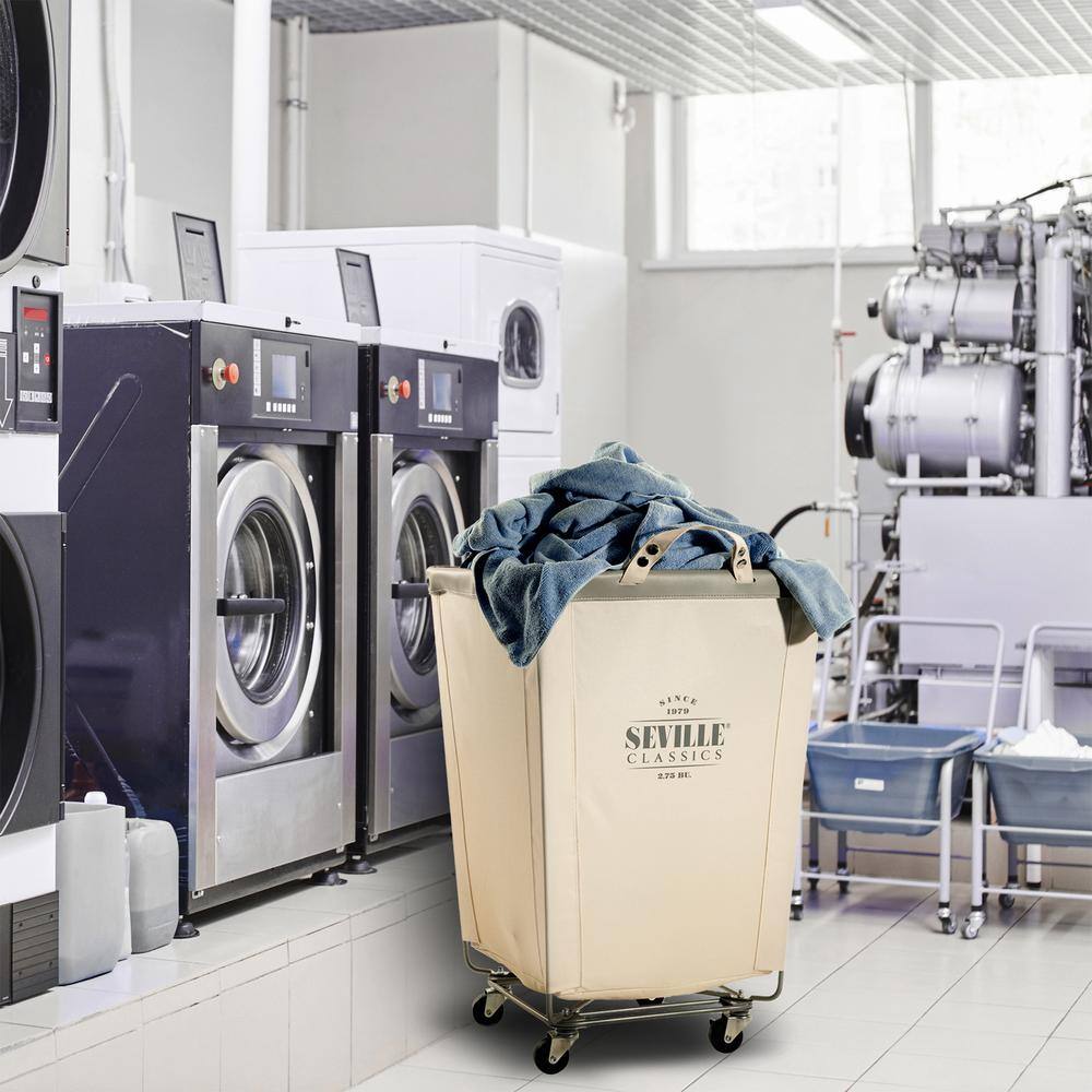 Seville Classics Commercial Canvas Laundry Hamper Cart