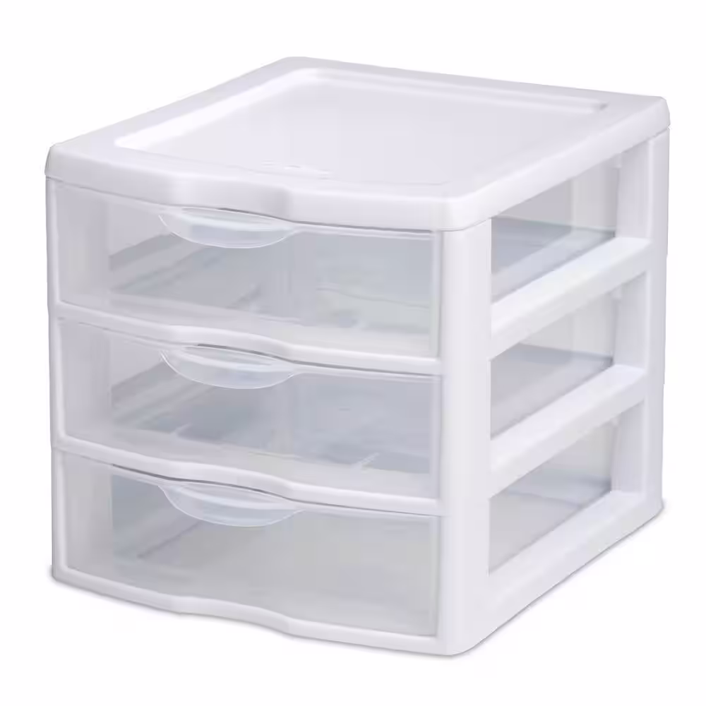 Sterilite 0.2 Gal. 3-Drawer 7.25 in. x 6.875 in. Small Compact Countertop Desktop-Storage Unit (6-Pack)