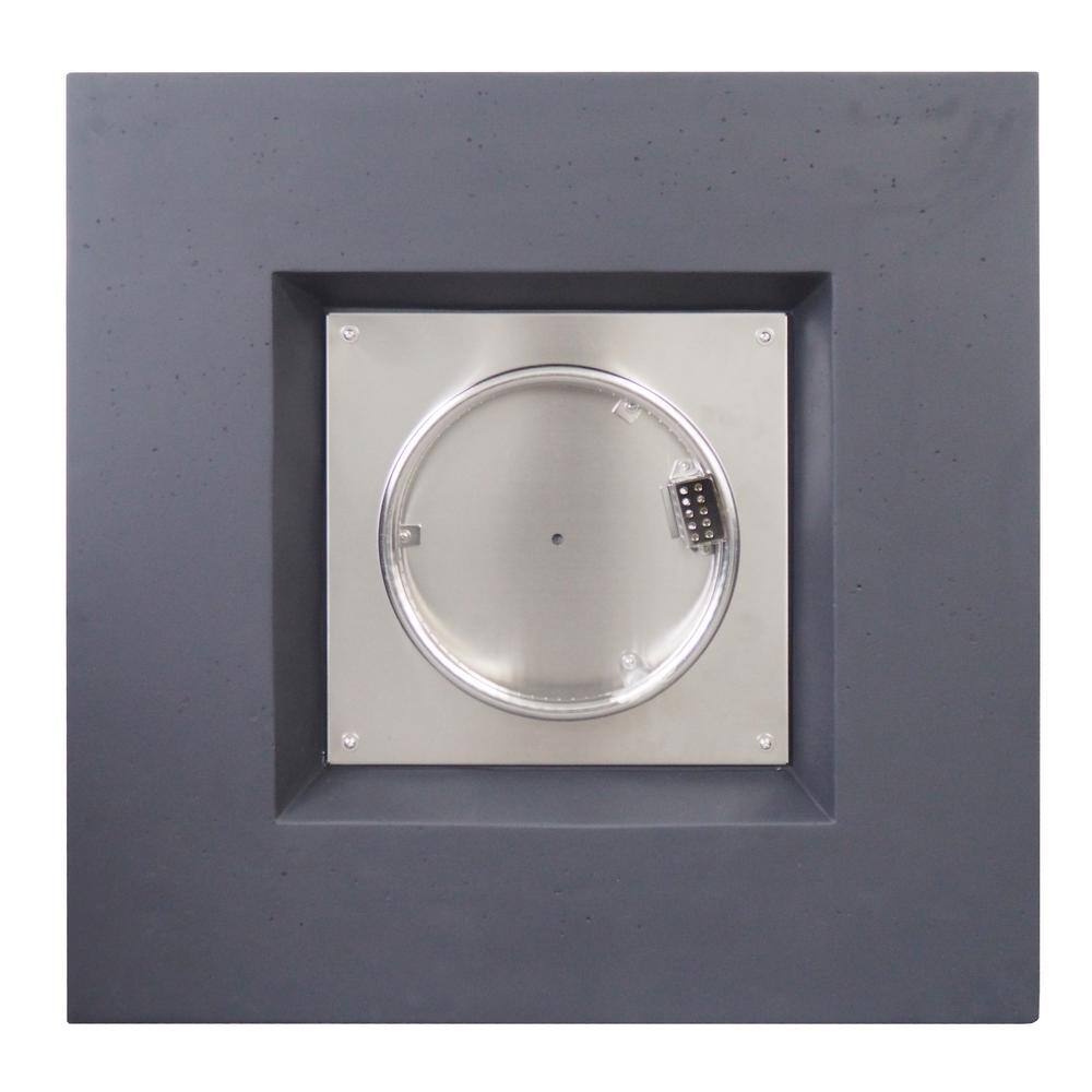 Noble House Zachary 31 in. x 24.5 in. Square Concrete Propane Fire Pit in Dark Gray